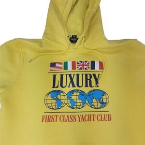 Forever21 X Luxury First Class Yacht Graphic Hoodie Mens Size Medium Yellow‎